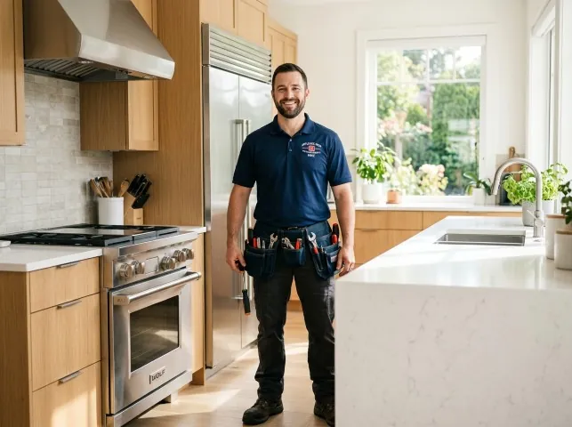 Appliance Repair Hero technician in a Atwater, OH kitchen after an appliance repair